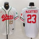 Men's San Francisco 49ers Christian McCaffrey White With Patch Cool Base Stitched Jersey