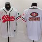 Men's San Francisco 49ers Team Big Logo White With Patch Cool Baseball Jersey