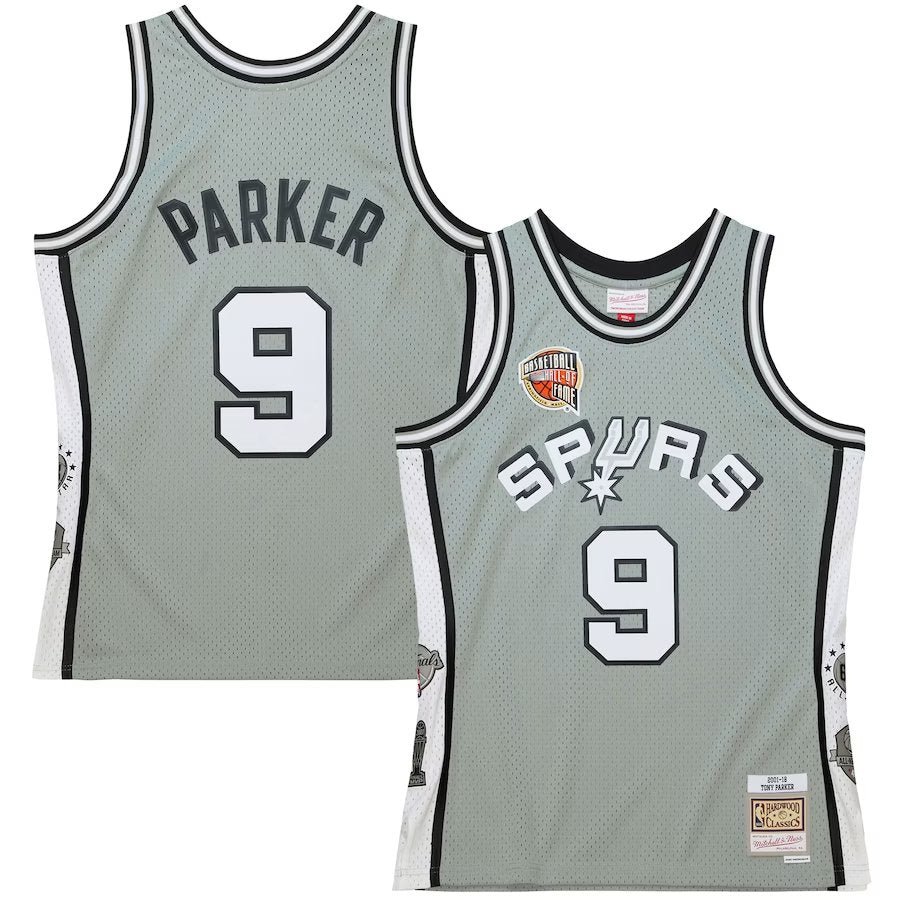 Men's Spurs Tony Parker Mitchell & Ness Gray Hall of Fame Class of 2023 Throwback Swingman Jersey
