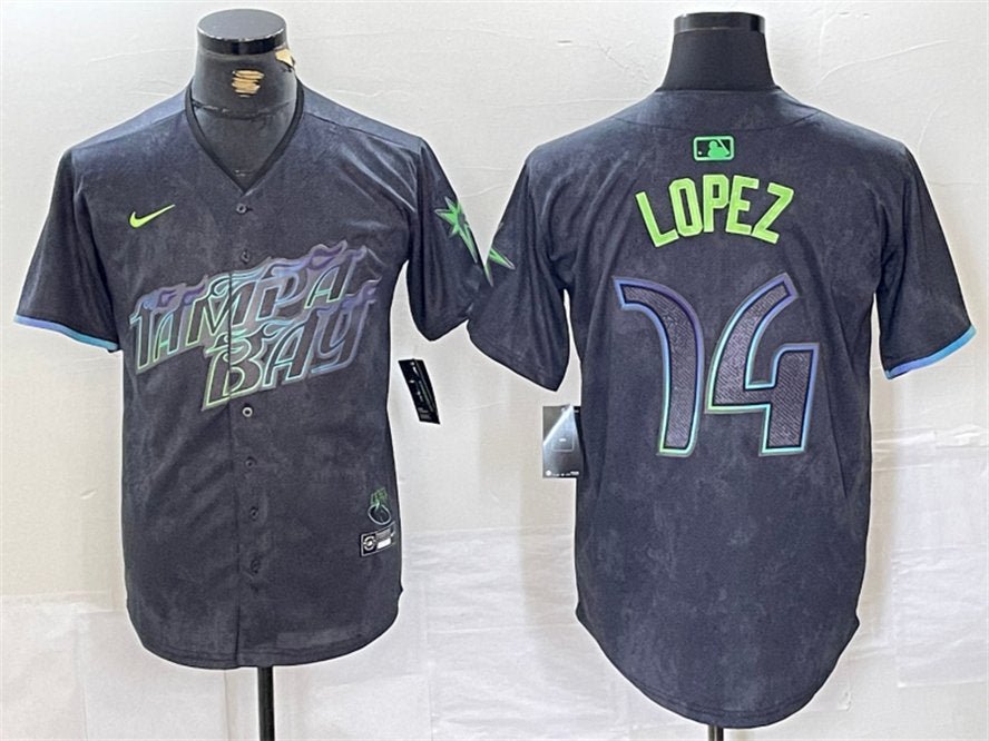 Men's Tampa Bay Rays Jacob Lopez Charcoal 2024 City Connect Cool Baseball Jersey