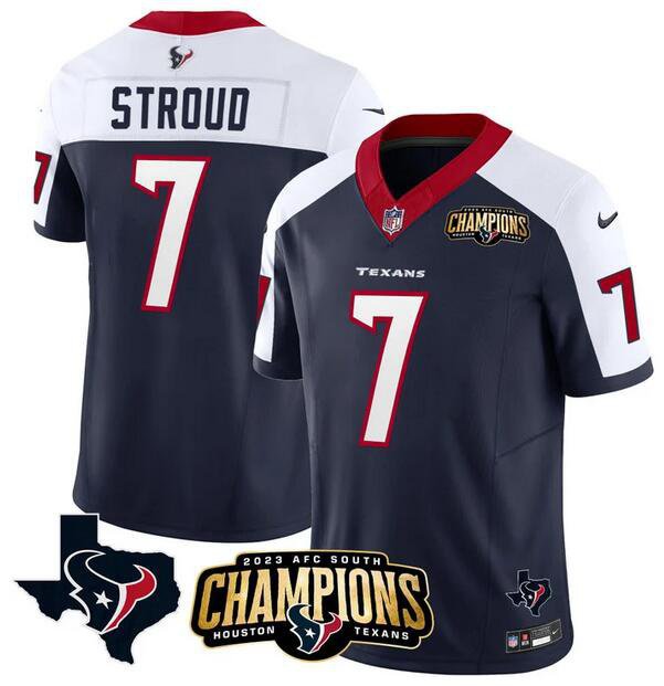 Men's Texans C.J. Stroud Navy White 2023 F.U.S.E. AFC South Champions Patch Jersey