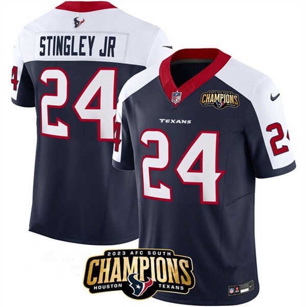 Men's Texans Derek Stingley Jr. Navy White 2023 F.U.S.E. AFC South Champions Patch Jersey