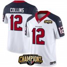 Men's Texans Nico Collins White Navy 2023 F.U.S.E. AFC South Champions Patch Jersey