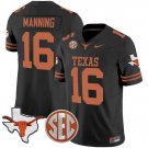 Men's Texas Longhorns Arch Manning Texas Orange F.U.S.E. State Map & SEC Patch Stitched Jersey