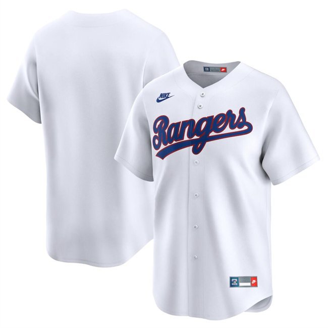 Men's Texas Rangers Blank White Cooperstown Collection Stitched Baseball Jersey