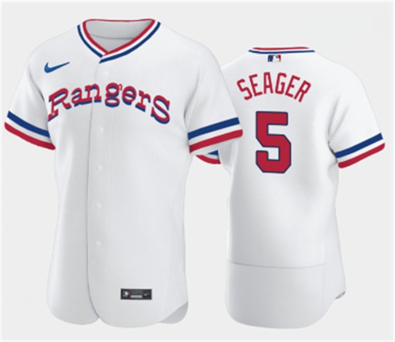 Men's Texas Rangers Corey Seager White Throwback Stitched Flex Base Jersey