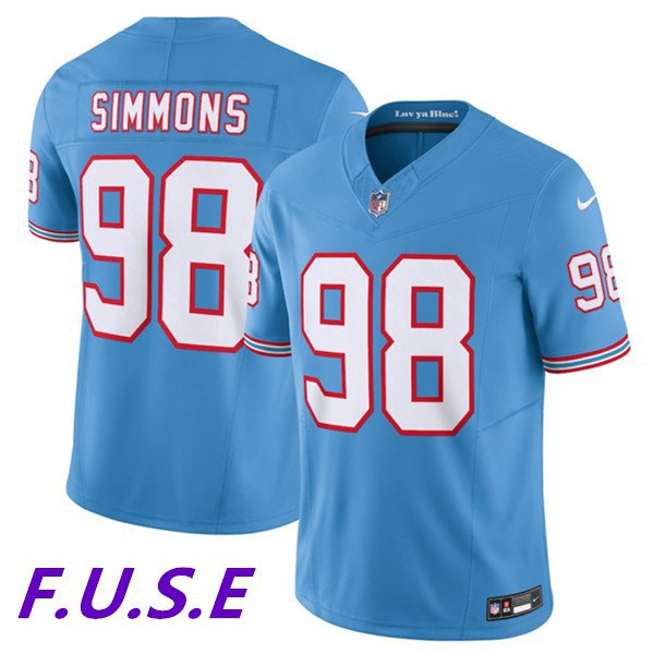 Men's Titans Jeffery Simmons Light Blue 2023 F.U.S.E. Vapor Throwback Stitched Jersey
