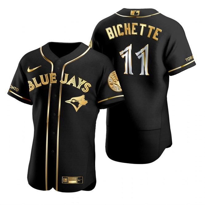 Mens Toronto Blue Jays Bo Bichette Black Golden Edition Stitched Jersey