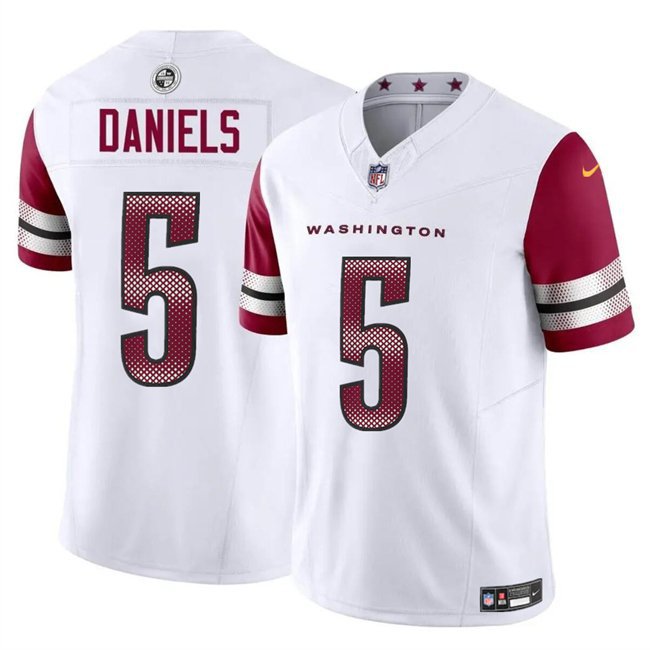 Men's Washington Commanders Jayden Daniels White 2024 Draft F.U.S.E Vapor Limited Jersey