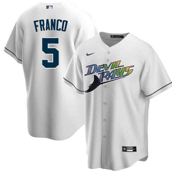 Mens Womens Youth Bay Rays Wander Franco Throwback Cool Jersey White