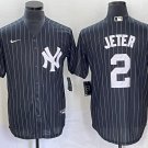 Men's Yankees Derek Jeter Cool Baseball Pinstripe Jersey Black