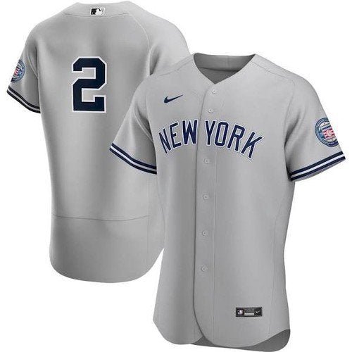 Men's Yankees Derek Jeter Flex Baseball Jersey grey