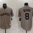 New York Yankees Yogi Berra Grey Cool Base Throwback Jersey