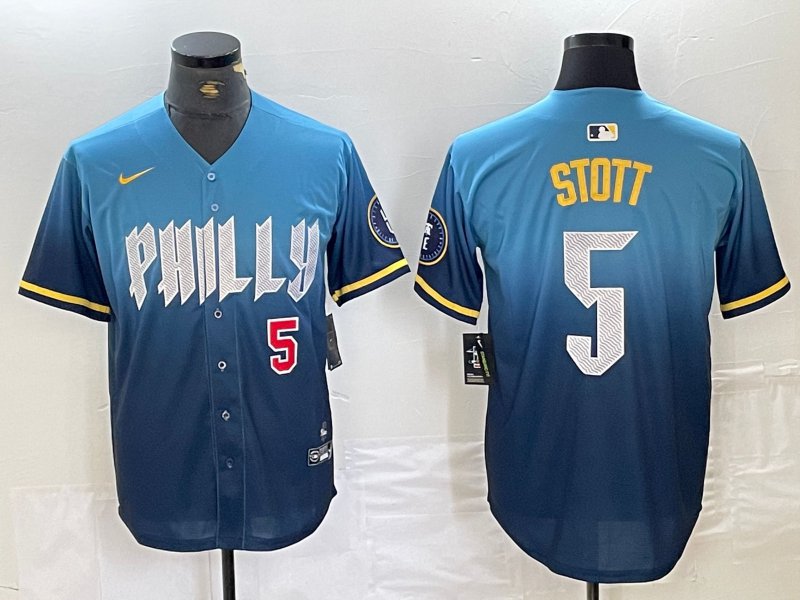 Phillies Bryson Stott City Cool Baseball Stitched Jersey Blue