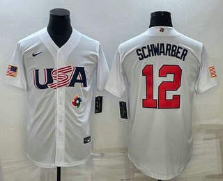 USA Baseball Kyle Schwarber 2023 White World Baseball Classic Jersey