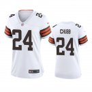 Women's #24 Nick Chubb Cleveland Browns White Jersey