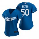 Women's #50 Mookie Betts Los Angeles Dodgers Cool Base Blue Jersey