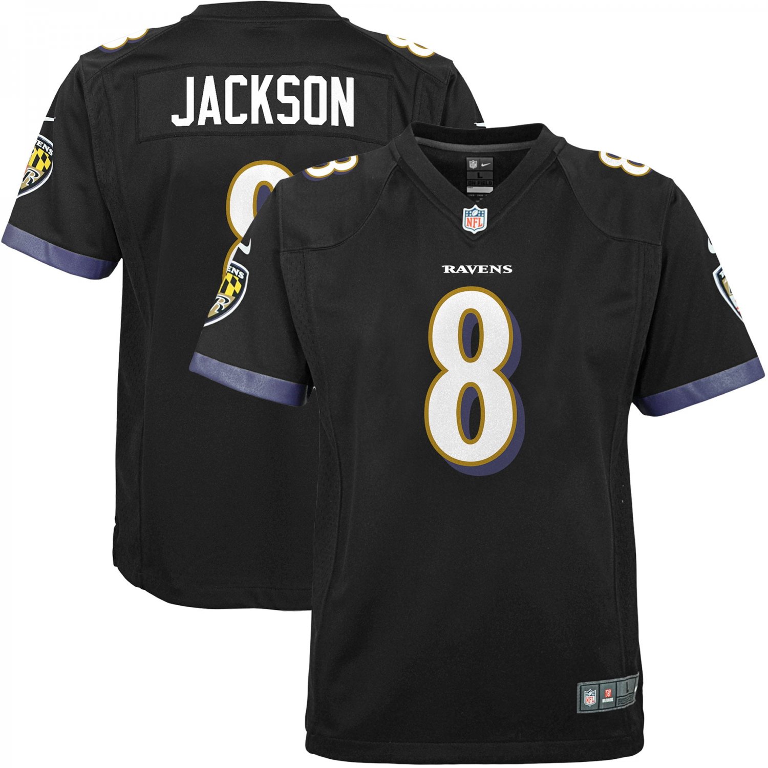 Men's and Youth Lamar Jackson Black Baltimore Ravens Game Jersey