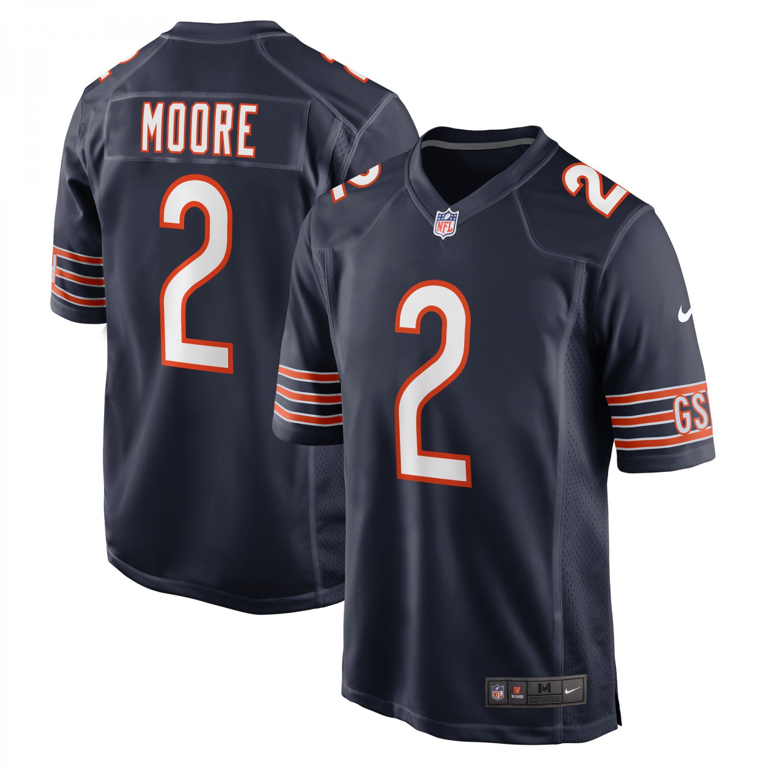 Custom  D.J. Moore Navy Chicago Bears Team Color Game Jersey