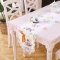 Spring Embroidered Easter Bunny Egg Floral Placemat Tablecloth 15"x70" White