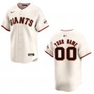 Men's & Youth Giants #00 Custom Name And Number Cream Stitched Jersey