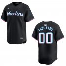 Men's & Youth Marlins #00 Custom Name And Number Black Stitched Jersey