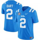 Men's & Youth Ole Miss Rebels #2 Jaxson Dart Light Blue Stitched Jersey