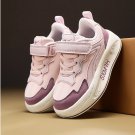 Breathable girls' running mesh shoes with leather upper
