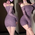 Purple lace one-shoulder long-sleeved dress Purple lace one-shoulder long-sleeved dress