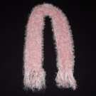 Baby Pink Fun Fur and Silk Threaded Scarf