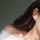 Elegant Rose Gold Plated Long Chain Earrings W/Square Pendant-3.54” Unique Women