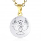 Angel Pregnancy Bola Necklace with Spread Wings Silver