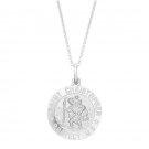 925 Sterling Silver 15MM Saint Christopher Religious Pendant Necklace 18" Inch