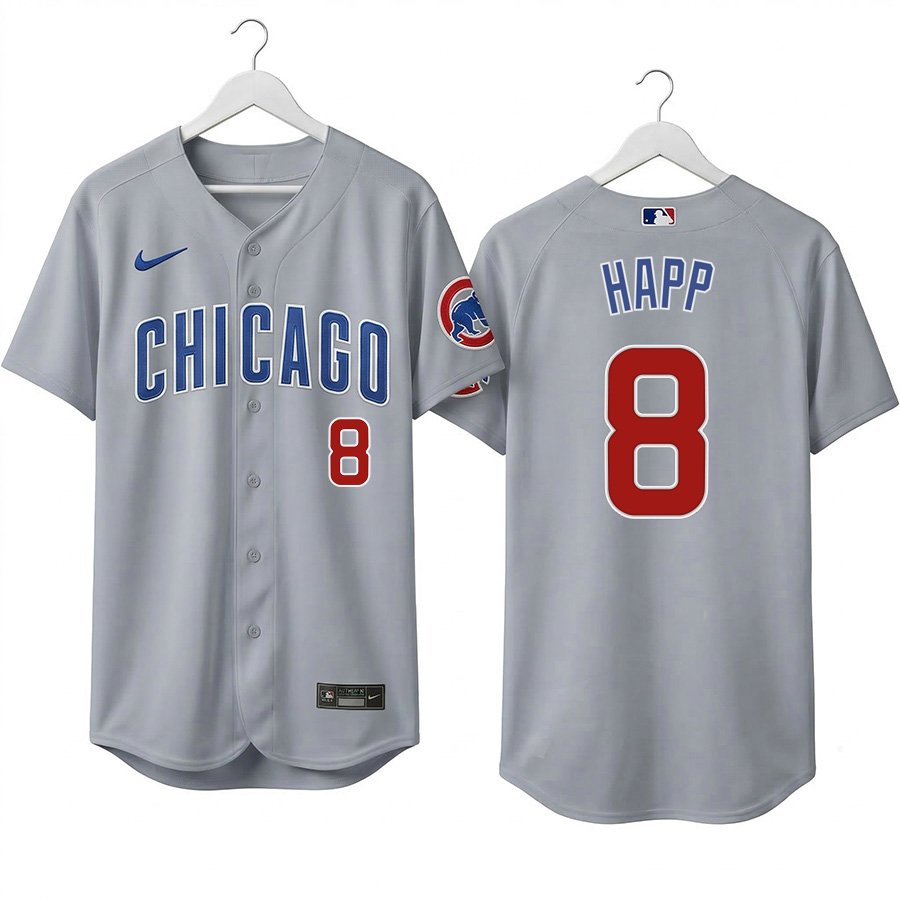 Ian Happ #8 Men's & Youth Chicago Cubs Gray Stitched Jersey