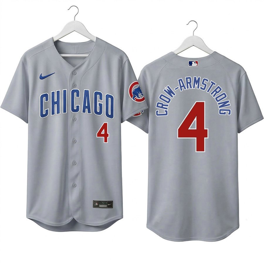 Pete Crow-Armstrong #4 Men's & Youth Chicago Cubs Gray Stitched Jersey