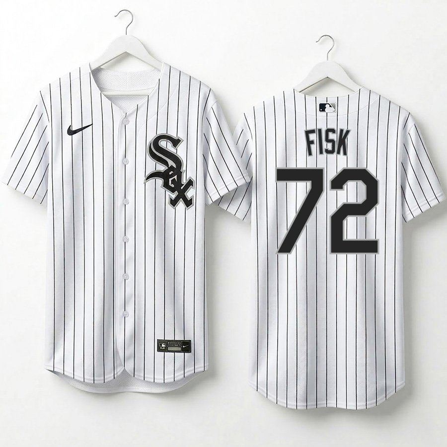 Carlton Fisk #72 Men's & Youth Chicago White Sox White Stitched Jersey