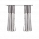 Window Curtain Panel Gray/White 63"x40" Farmhouse Linen Button Light Filtering