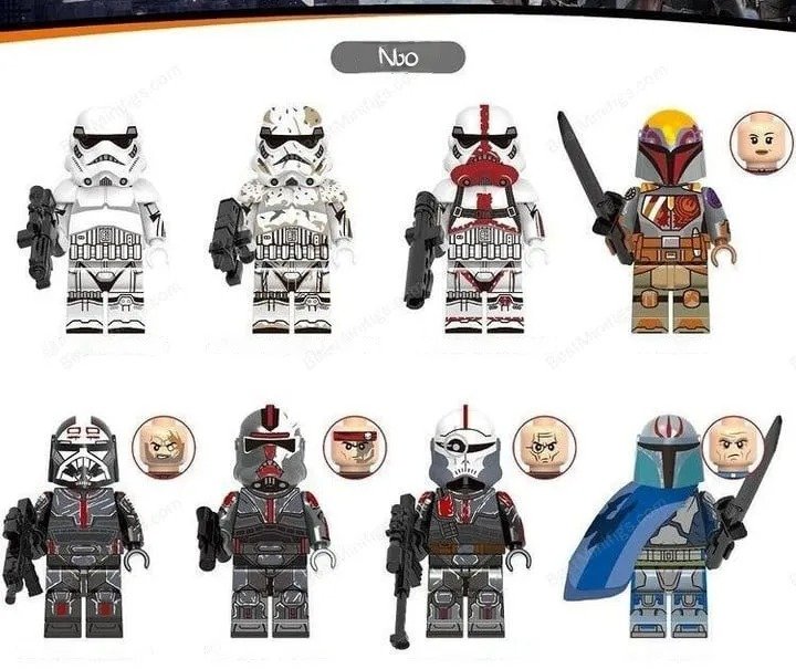 8Pcs Star Wars The Bad Batch and Mandalorian Pre Vizsla Stormtrooper Minifigures