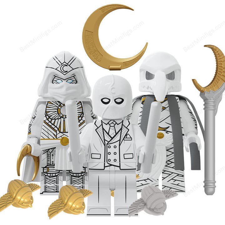 3pcs Marvel Moon Knight Mr. Knight Khonshu the Golden scarab Minifigures Toys