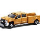 2018 Chevrolet Silverado 3500 Dually Service Bed Tangier Orange w/ Snow Plow Diecast 1:64 Model