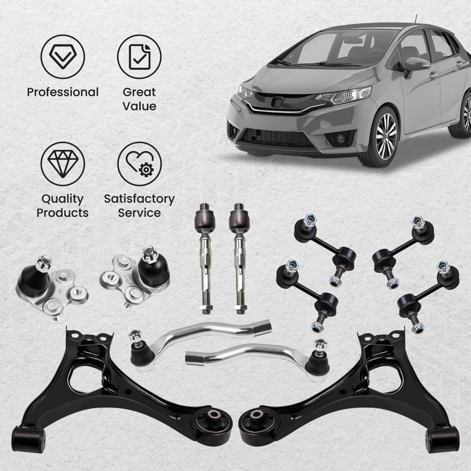 12x Front Control Arm Ball Joint Sway Bar TieRod Kit For 2006-2011 Honda Civic