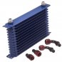 AN10 Universal 13 Row Engine Trust Oil Cooler with 7" Electric Fan Kit Blue New