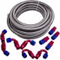 20ft 8AN PTFE Stainless Steel Braided Fuel Line Oil/Gas Hose AN8 End Fitting Kit