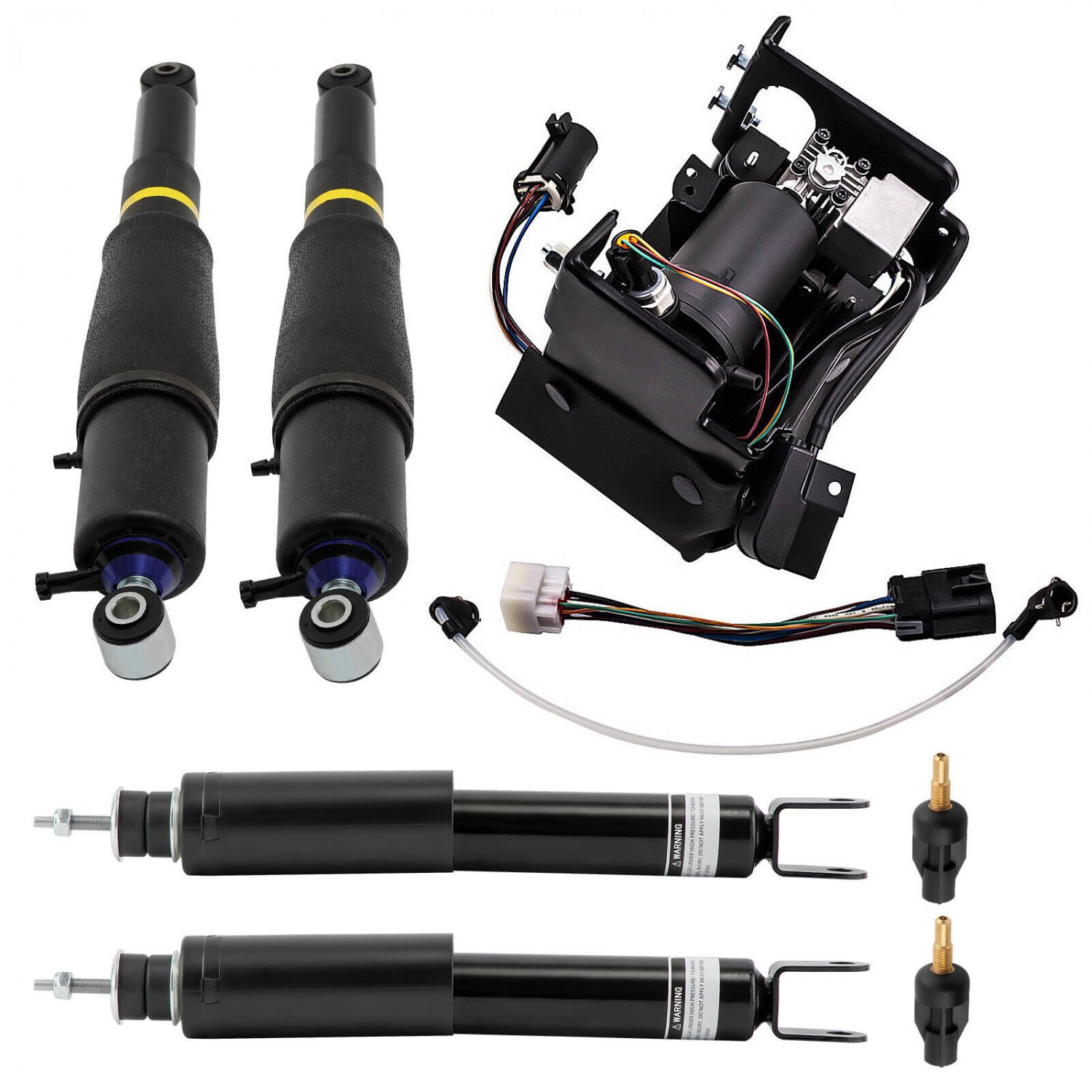 4pcs Rear Front Shock Struts Air Compressor Pump Complete Kit For GMC Yukon XL