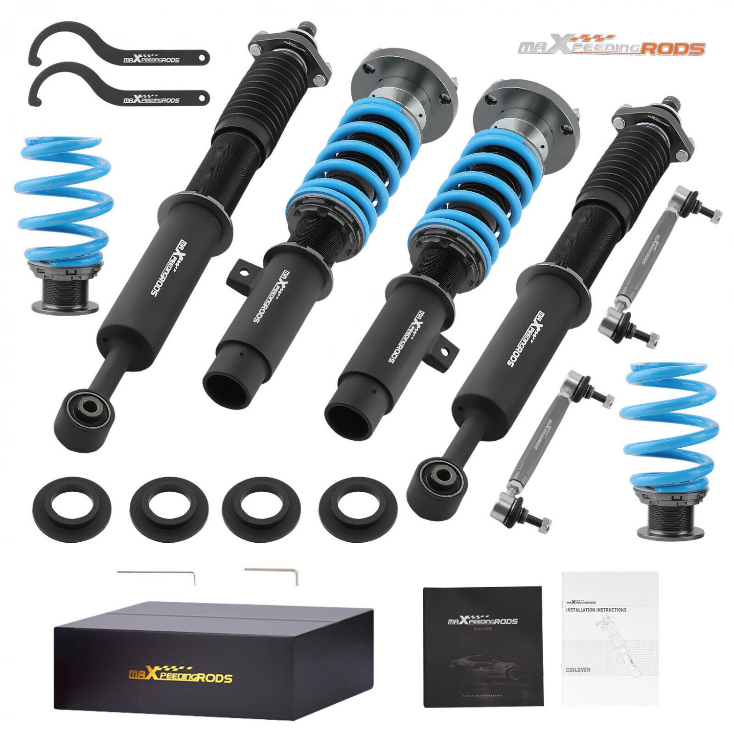 Front+Rear Coilovers 24 Click Damper Suspension Kit For BMW E46 M3 2001 ...