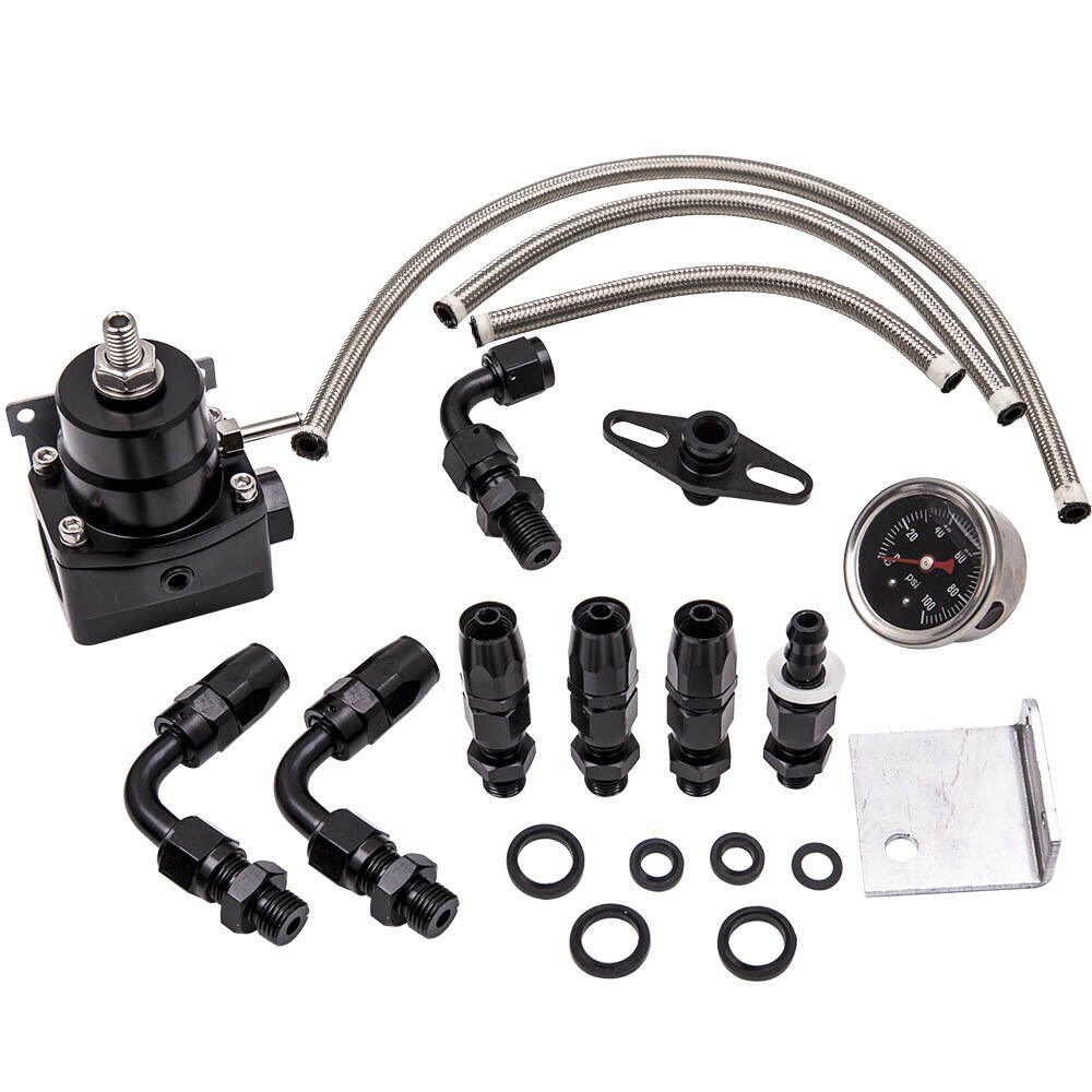 Universal Adjustable Fuel Pressure Regulator Kit 100psi Guage AN-6 Fitting New