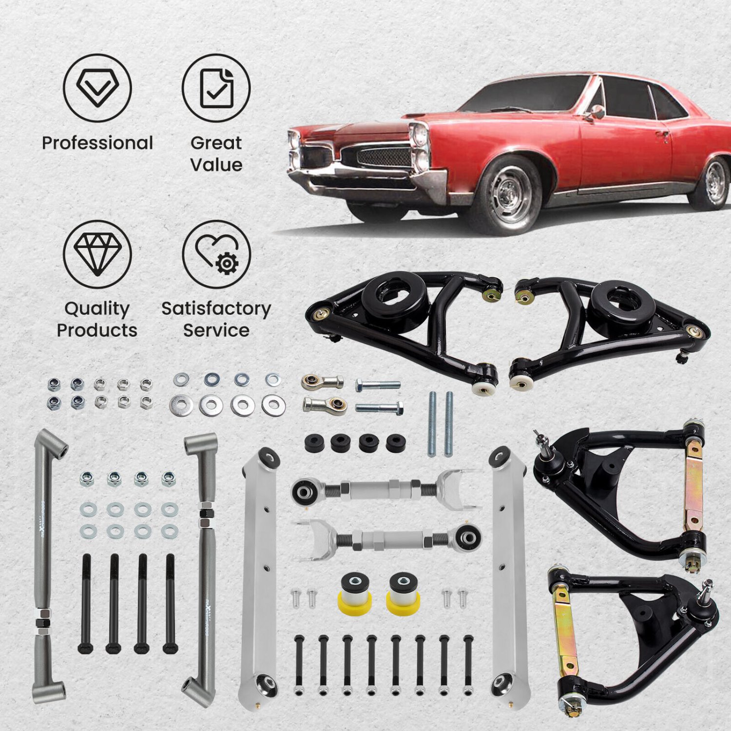 Upper Lower Trailing Control Arms Brace for GM A Body 1968-72 Chevelle A-Arms