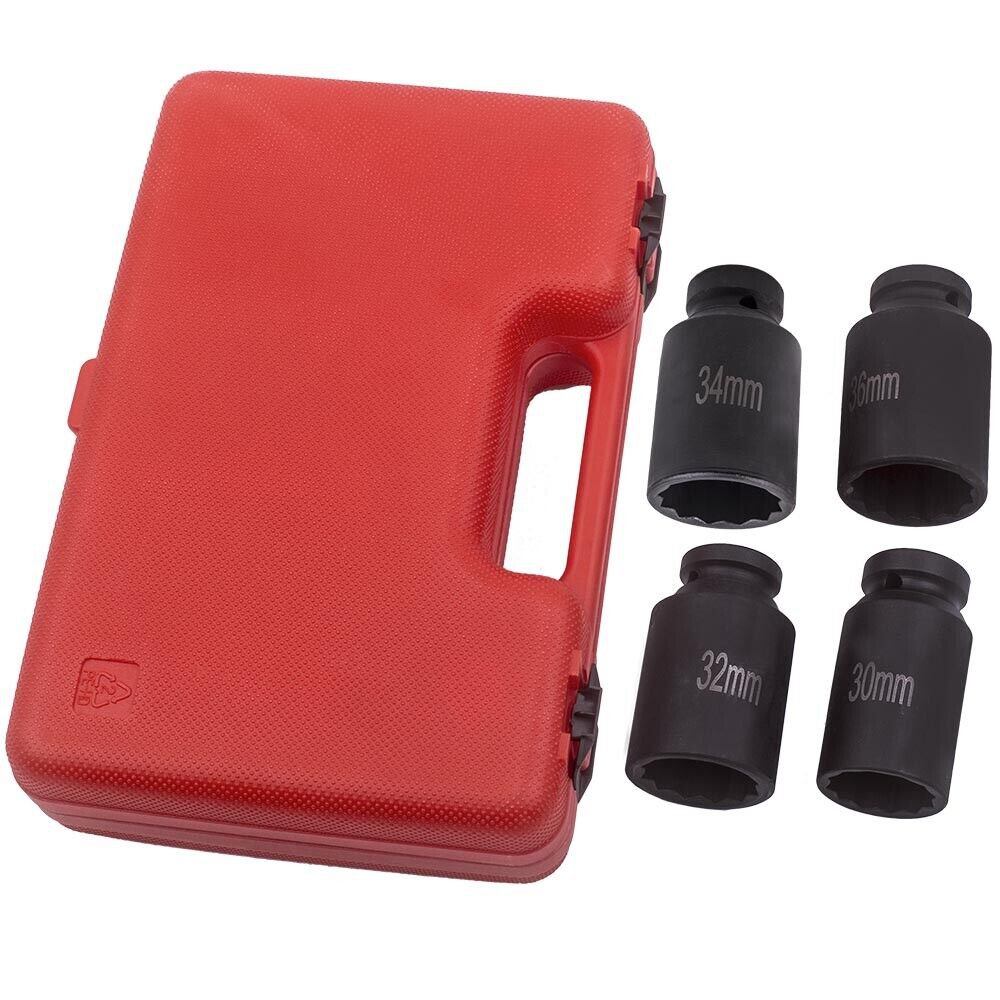 4x Deep Spindle Axle Nut Socket Remomal Installer Tool Kit 12 Point