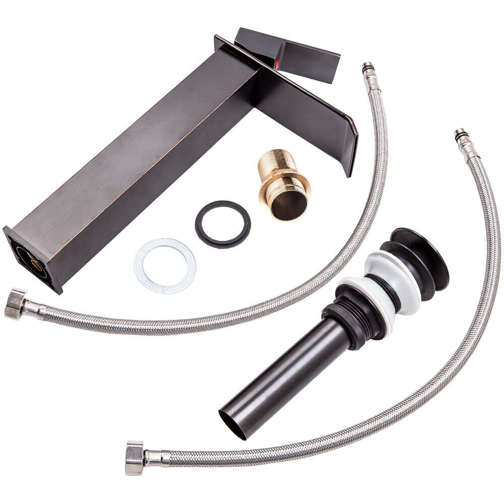 Bathroom Sink Faucet Vanity Basin Square Mixer Tap Single Handle Oil-Rubbed