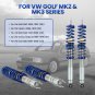 Lowering Suspension Coilover Kits for VW MK2 / MK3 GOLF & JETTA - Blue Struts